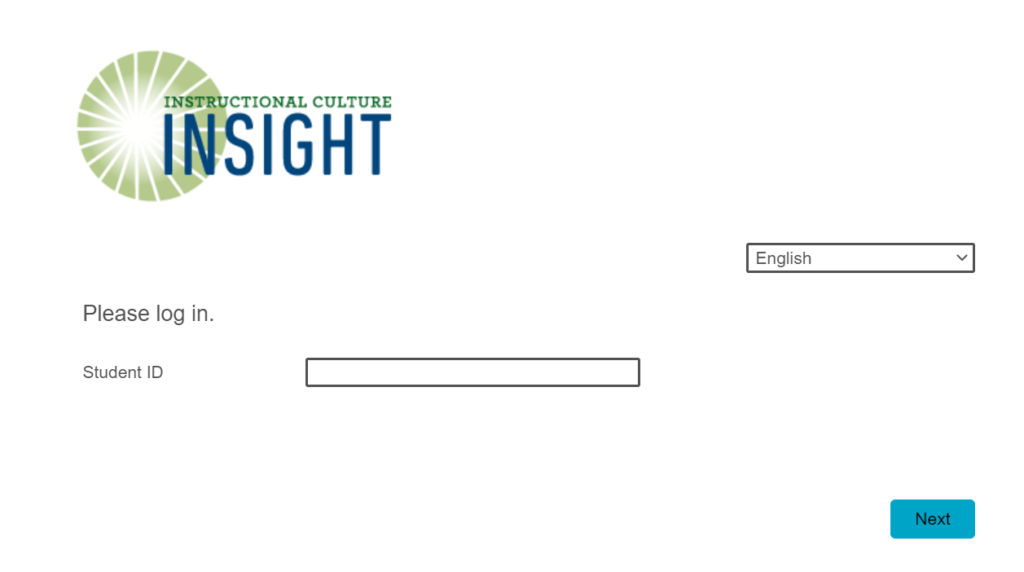 A screenshot of the Insight student login page
