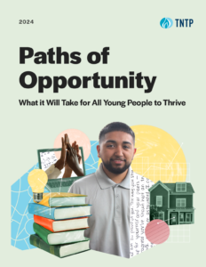 Paths of Opportunity Report Cover featuring a collage of images representing the five factors of economic and social mobility.