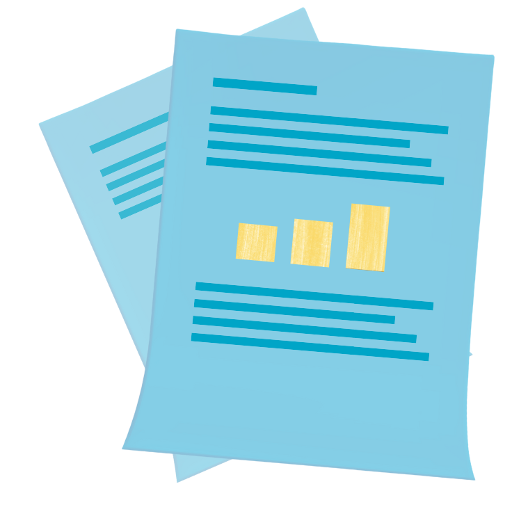 Illustration of a letter with charts