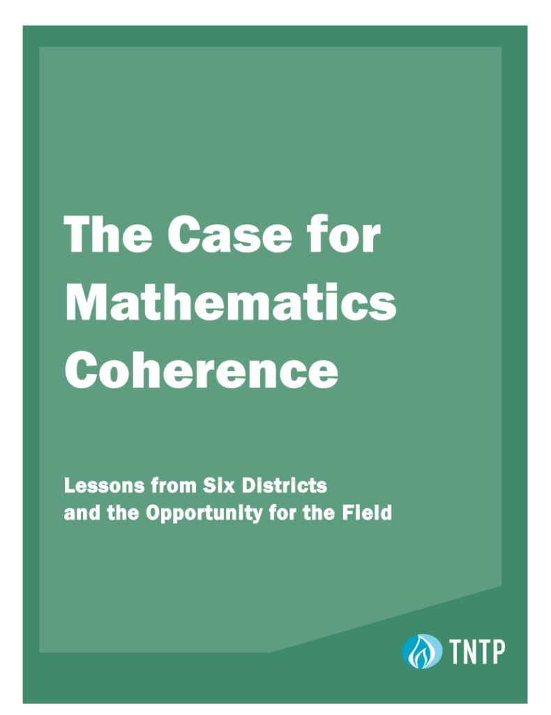 Green background with white letters stating "The Case for Mathematics Coherence"